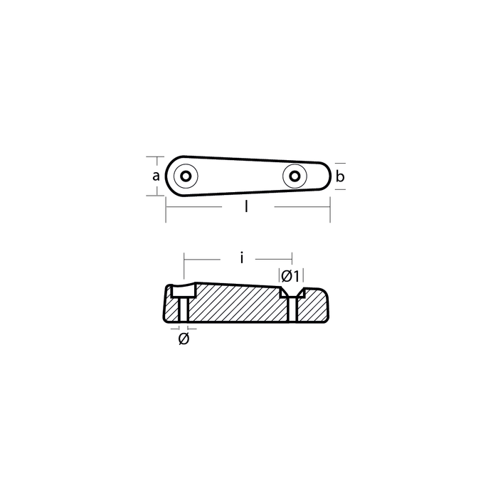 Zinkanod Arneson block, 190*46*30mm, c-c 127mm, 1.37kg, 1009358 - AnodeFactory