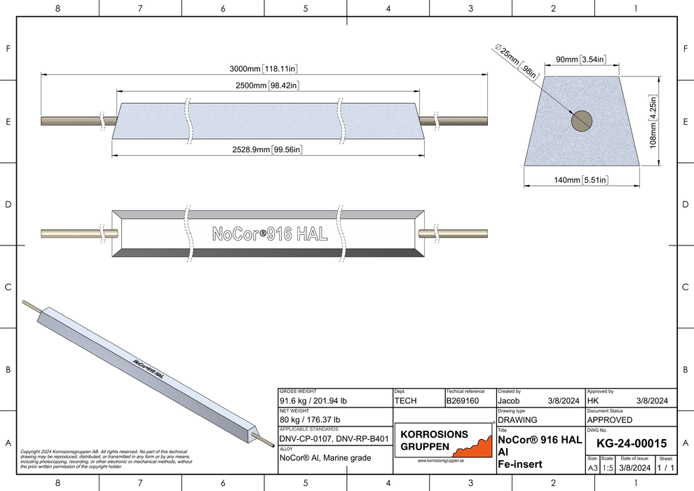 Drawing for Anode for Harbour B269160-1