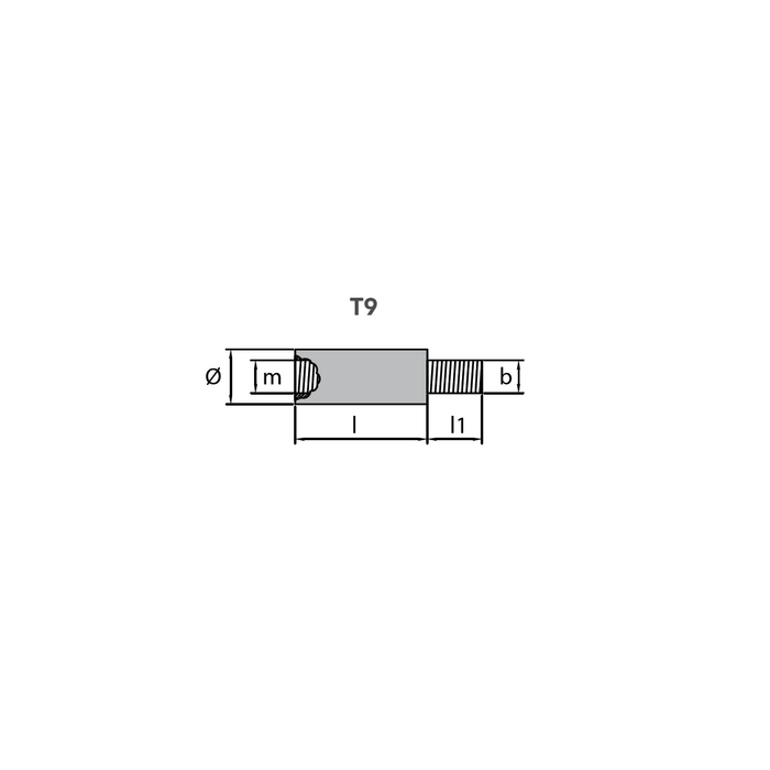 Zinkanod Volvo Penta drev, gänga hane och hona ø 16x42,5 mm, motoranod, VP 838929, R800714