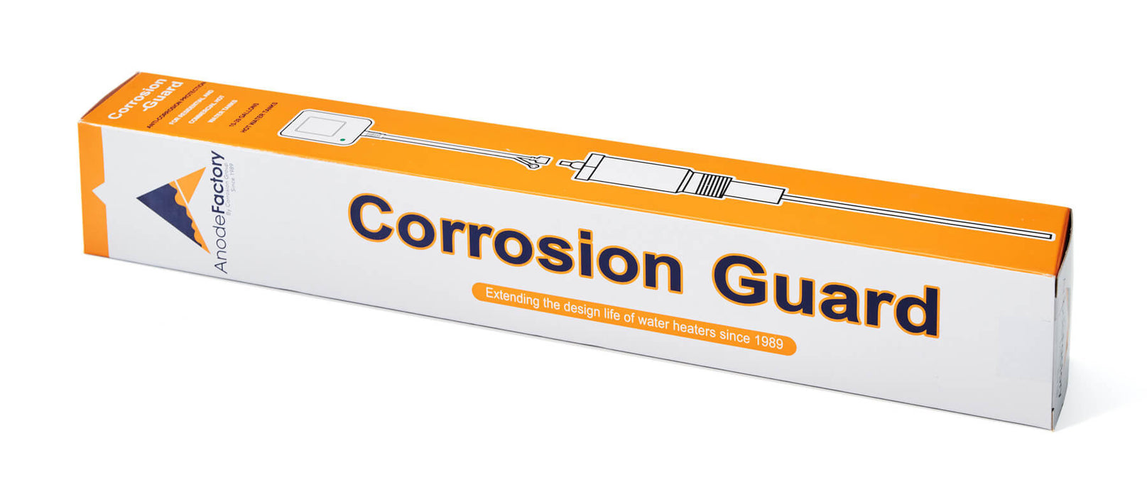 Corrosion Guard - Powered Anode Rod for water heaters, 90-120 gallons, 3/4"-14 NPT, US adapter