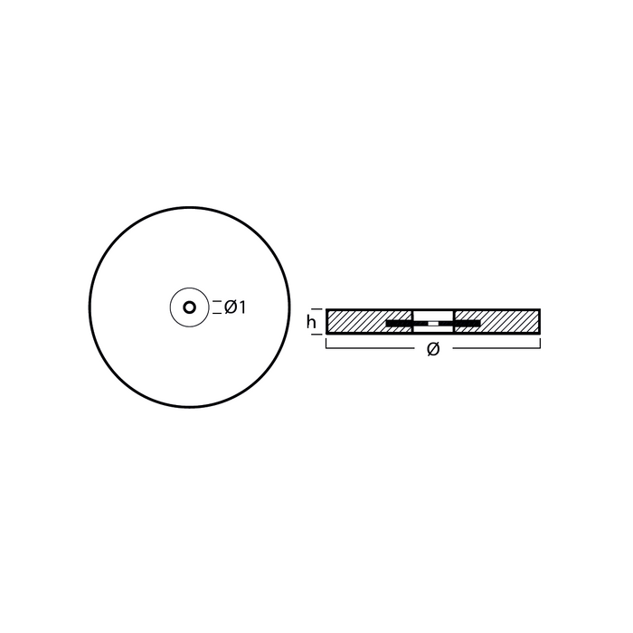 Drawing Large aluminium anode discs for hull