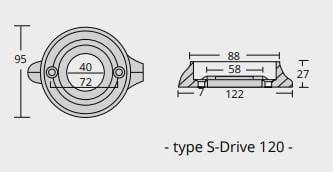 Ritning på Zinkanod Volvo Penta typ S-Drive 120, motoranod, VP851983, R800706, 0.485KG - AnodeFactory