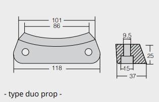 Ritning på Zinkanod Volvo Penta, motoranod, VP3588745, R800735, 0.473KG - AnodeFactory