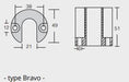 Ritning på Zinkanod Mercury/Mercruiser typ Bravo, motoranod, M806190, 0.337KG/0,74LB, R800818 - AnodeFactory