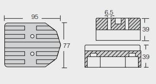 Ritning på Zinkanod Mercury/Mercruiser, motoranod, M43994, 0.924KG/2,04LB, R800806 - AnodeFactory