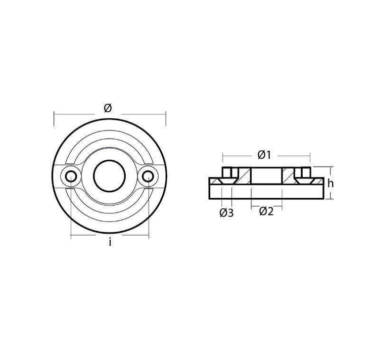 Ritning på Zinkanod Vetus, propeller, R803507, 0.154KG - AnodeFactory