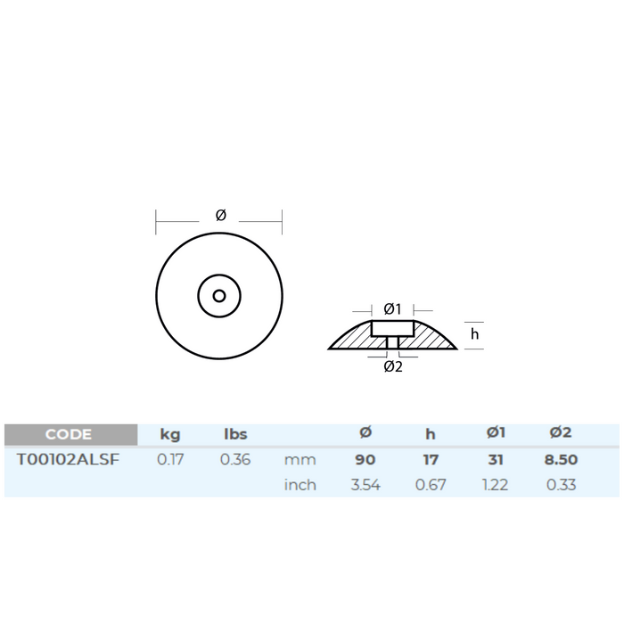 Aluminiumanod roder - Ø=90mm, 0.17KG - AnodeFactory