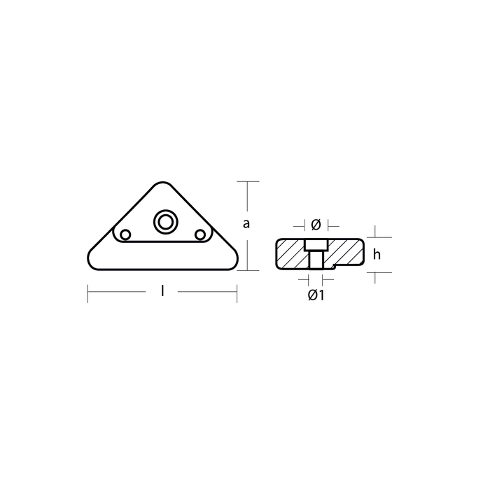 Aluminiumanod triangel Volvo Penta, motor, SX, DPX, XDP-B, VP872793 - AnodeFactory