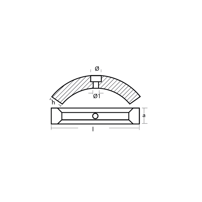 Ritning på Zinkanod Volvo Penta, ring för 3 blad sail drive, 4 blad folding prop, VP3858399, T00728 - AnodeFactory