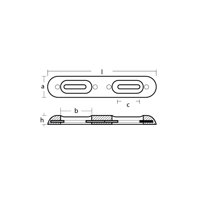 Magnesiumanod Fairline, 320*65*35mm, c-c 160mm - AnodeFactory